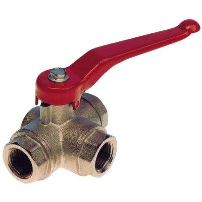 Messing-verchroomde 3-weg kogelkraan met dubbele uitloop T-Flow, 3/4" - 001551d 72dpi - 9001551D