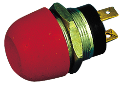 Messing-verchroomde druk (onderbreek) schakelaar, 20A, boorgat &Oslash;21mm, rode knop (waterdicht) - 014859 r 72dpi - 9014859/R