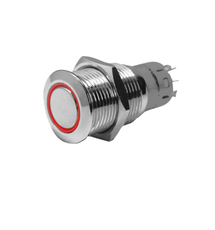 RVS drukschakelaar met LED ring