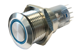 RVS Ring LED drukschakelaar, ON/OFF, 12V, boorgat &Oslash;22mm, inbouwdiepte 40mm, blauw LED - 025260 72dpi 7 - 9025262
