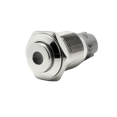 RVS Punt LED drukschakelaar, (ON)/OFF, 24V, boorgat &Oslash;16mm, inbouwdiepte 36mm, rood LED - 025276 72dpi - 9025276
