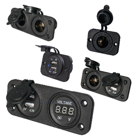 Waterdichte DC inbouw stopcontact, 2x USB & 1x voltmeter (dubbel) - 025320samen 72dpi - 9025325