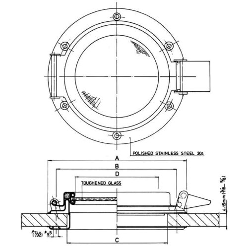 RVS patrijspoort, &Oslash;215mm, openklapbaar model met gehard glas, gatmaat &Oslash;166mm - 048994 1 72dpi - 9048994
