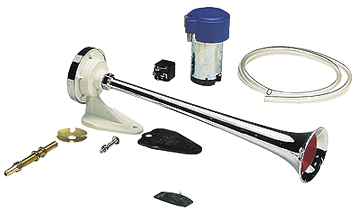 Plastic verchroomde scheepshoorn met compressor, 1-tonig, L=390mm, 12V (108dB(A)-326Hz) - 05112 72dpi - 905112