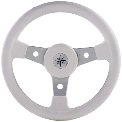 3-Spaaks stuurwiel 'Delfino' zilver aluminium met witte vinyl rand, &Oslash;310mm, diepte 100,6mm - 062102 w 72dpi - 9062102/W