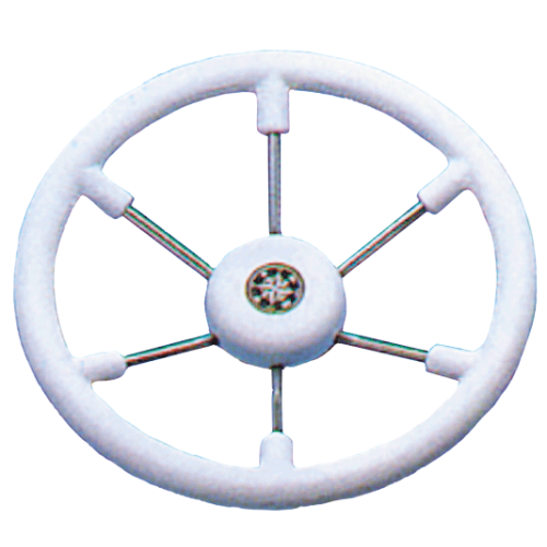 6-Spaaks stuurwiel 'Leader Tanegum' RVS met witte polyurethaan rand, &Oslash;360mm, diepte 101,5mm - 062109 w 72dpi - 9062109/W