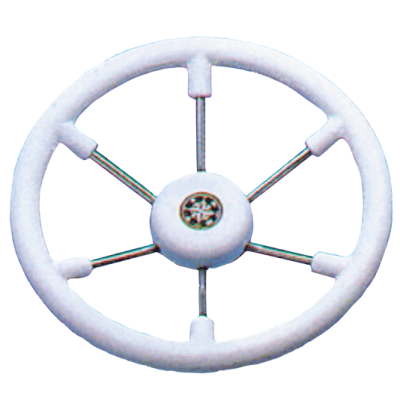 6-Spaaks stuurwiel 'Leader Tanegum' RVS met witte polyurethaan rand, &Oslash;400mm, diepte 101,5mm - 062110 w 72dpi - 9062110/W