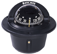 Ritchie Compass Model 'Explorer F-50', 12v, Flush Mount Compass, Dial &Oslash;69,9mm/5&deg;, Black - 067039 72dpi - 9067039