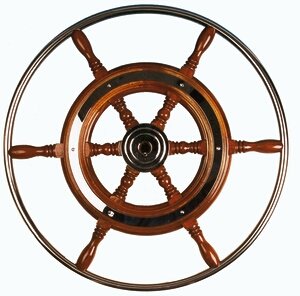6-Speichen Steuerrad 'Typ 3' Klassiches Mahagoni Steuerrad Mit Niro Griff, Inkl. Adapter, &Oslash;420mm - 068342 - 9068342