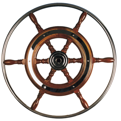 6-Spaaks stuurwiel 'Type 3' klassiek mahoniehouten stuur met RVS hoepel incl. adapter, &Oslash;490mm - 068349 72dpi - 9068349