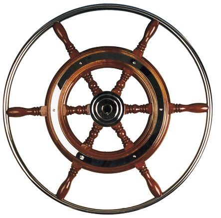 6-Spaaks stuurwiel 'Type 3' klassiek mahoniehouten stuur met RVS hoepel incl. adapter, &Oslash;490mm - 068349 72dpi - 9068349