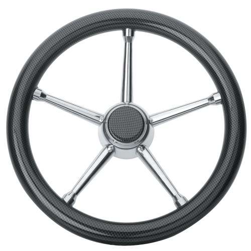 5-Spoke Wheel 'Model 18' Stainless Steel Black Carbonlook Rim, &Oslash;350mm, Depth 60mm - 068705 72dpi - 9068705