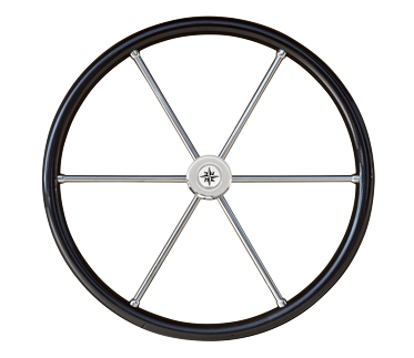 6-Spaaks Stuurwiel 'Type 6C' RVS met Carbonlook rand, vingergrip en adapter, &Oslash;600mm - 068760 - 9068760