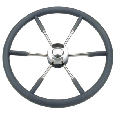 6-Spaaks stuurwiel 'Type 9' RVS met zwarte P.U. rand, &Oslash;450mm - 068945 72dpi - 9068945