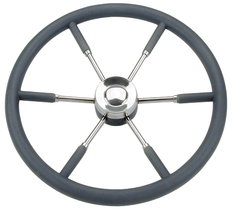 6-Spaaks stuurwiel 'Type 9' RVS met zwarte P.U. rand, &Oslash;550mm - 068955 72dpi - 9068955
