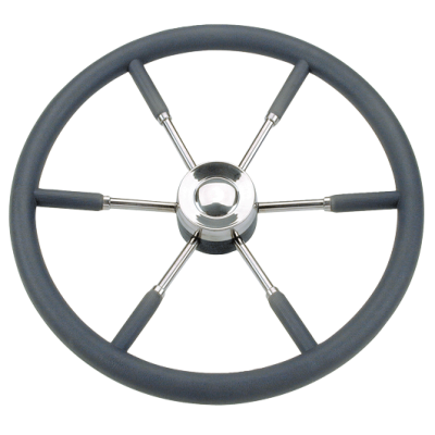 6-Spaaks stuurwiel 'Type 9' RVS met zwarte P.U. rand, &Oslash;700mm - 068970 72dpi - 9068970