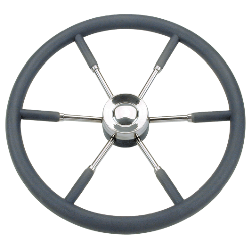6-Spaaks stuurwiel 'Type 9' RVS met zwarte P.U. rand, &Oslash;700mm - 068970 72dpi - 9068970