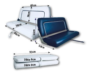 Springfield Stuurbank model 'Coach de Luxe Twin', wit; Afm. 51x94x44cm - 069221 dims - 9069221