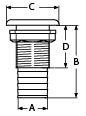 Niro 316 Borddurchlass Mit Schlauchanschlu&szlig; &Oslash;19mm (3/4") - 072695 01 1 1 - 9072697