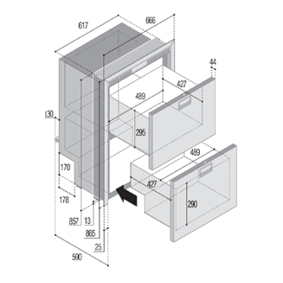 Stainless Steel Drawer Refrigerator 'Sea Drawer' Model 'Dw180rfx', 80l+64l, 12/24v, Int. Cooling Unit (2x Drawer) - 075810tek 72dpi - 9075810
