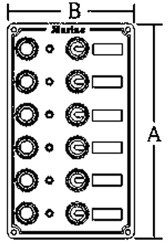 Aluminium schakelpaneel, 12V, 170x100mm, 6-schakelaars, 5A glaszekeringen & controlelampjes - 078617 01 72dpi - 9078617