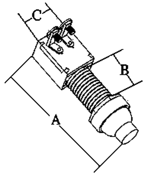 Drukschakelaar 12V, 2-posities, A=28mm, B=14mm, C=18mm, met rode knop, max. 20A - 078636 01 72dpi - 9078636