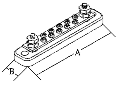 Terminal Box (Tin Bar On Abs Base), 10-Connections, 150a, 152x31mm - 078641 01 72dpi - 9078641