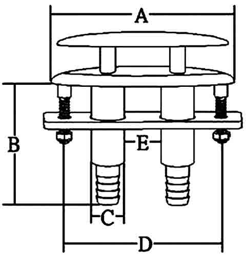Stainless Steel Pop-Out Mooring Cleat, (Plastic Drain Adapter Included) - 078841 1 72dpi - 9078841