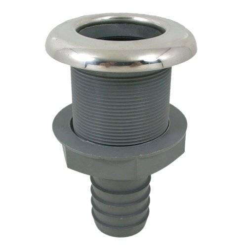 Kunststof rechte huiddoorvoer met RVS flens, &Oslash;3/4"x19mm, L=86mm, flens &Oslash;48mm - 078922 72dpi - 9078922