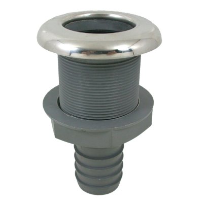 Kunststof rechte huiddoorvoer met RVS flens, &Oslash;2"x52mm, L=130mm, flens &Oslash;82mm - 078927 72dpi - 9078927