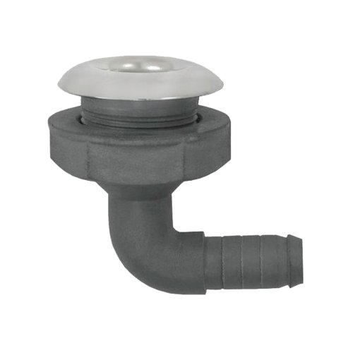 Kunststoff Rechtwinkliger Borddurchlass Mit Niro Flansch, &Oslash;5/8"X16mm, L=63mm, Flansch &Oslash;48mm - 078930 72dpi - 9078930