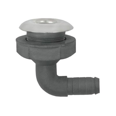 Kunststof haakse huiddoorvoer met RVS flens, &Oslash;1"x26mm, L=95mm, flens &Oslash;48mm - 078932 72dpi - 9078932