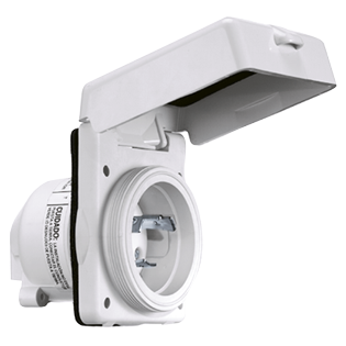 NEMA-32A-Boordstopcontact, kunststof, 32A/230V, geaard, met afdekkap, IP56 - 089320 72dpi - 9089320