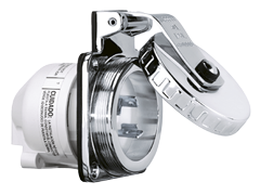NEMA-32A-Boordstopcontact, RVS, 32A/230V, geaard, met schroefdeksel, IP56 - 089325 72dpi - 9089325