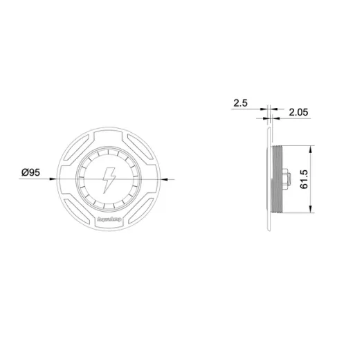 AquaAmp 110 Circular Surface Mount, 10 W Qi, ohne Magnet - 100 serie dimensions 1 - 900711300