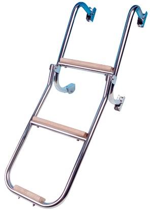 Stainless Steel Bathing Ladder, 3-Steps (Wood), Dims. Unfolded 270x860mm, Tube &Oslash;20mm - 110046 72dpi - 110046