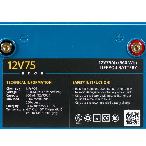 Rebelcell 12V75 EDGE LiFePO4 Batterie (0,96 kWh) - 12v75 edge top close up - 900710650
