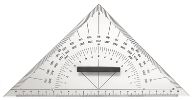Plexiglas Navigatiedriehoek, met handvat, L=250mm - 139044 - 139044