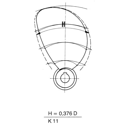 Radice 2-Blatt Bronzener Schiffspropeller Typ K11, 14"X9", Wellenbohrung &Oslash;25mm, Conus 1:10, Rechts - 2140925r - 2140925R