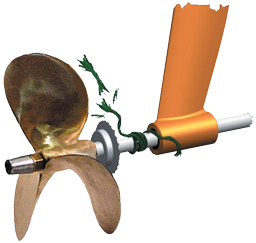 RVS 316 touwsnijder voor schroefas &Oslash;45mm, buitenmaat &Oslash;120mm, breedte 17mm - 2240045022 - 22.40045022