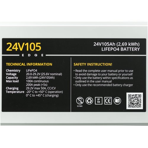 Rebelcell 24V105 EDGE LiFePO4 Batterie (2,69 kWh) - 24v105 edge top close up - 900710653