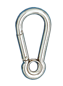 Stainless Steel Snap Hook With Eye, &Oslash;6mm, H=60mm (Breaking Load 320kg) - 291300 - 291300