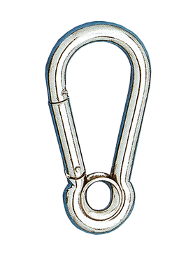 Stainless Steel Snap Hook With Eye, &Oslash;8mm, H=80mm (Breaking Load 800kg) - 291500 - 291500