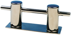 Niro Doppel-Poller Mit Fu&szlig;platte, M8 Bolzenmontage, &Oslash;30mm, 160x55x95mm, Stock 210mm (Lochabstand: 100mm) - 390500 - 390500
