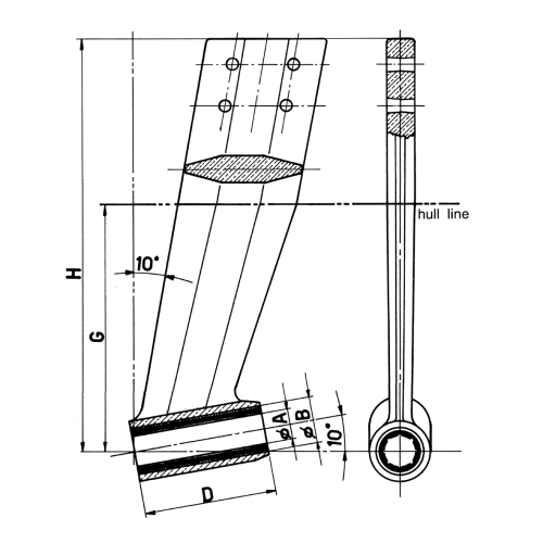 Bronzen uithouder met neopreen lagerbus, voor schroefas &Oslash;60mm - 468060 1 - 468060