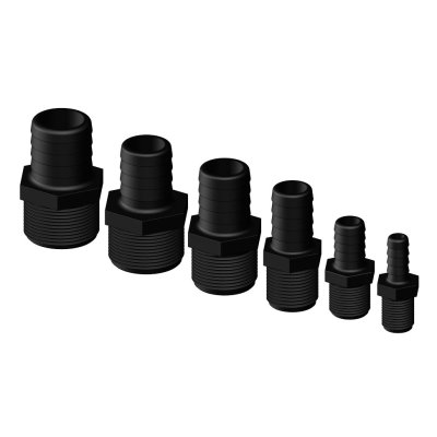 Kunststof slangtule, recht, &Oslash;1-1/2"x38mm, met buitendraad, zwart - 486625 72dpi - 486625