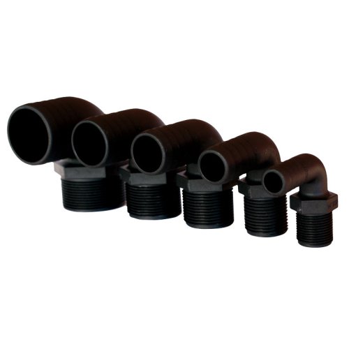 Plastic Hose Nipple, 90&deg;, &Oslash;2"X50mm, With Outer Thread, Black - 486635 72dpi - 486635