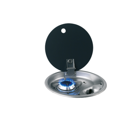 Gaskomfoor rond met 1-pits gas inbouw met glasplaat, &Oslash;340x80mm - 487575 72dpi - 487575