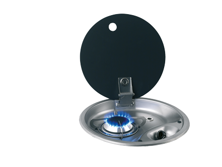 Gaskocher Rund Mit 1 Brenner Komplett Mit Geh&auml;rtetem Rauchglas-Deckel, &Oslash;340x80mm - 487575 72dpi - 487575