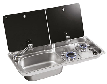 Retangular Gas -Hobit 2- Burners With Electric Ignition And Retangular Sink - 487687 - 487687